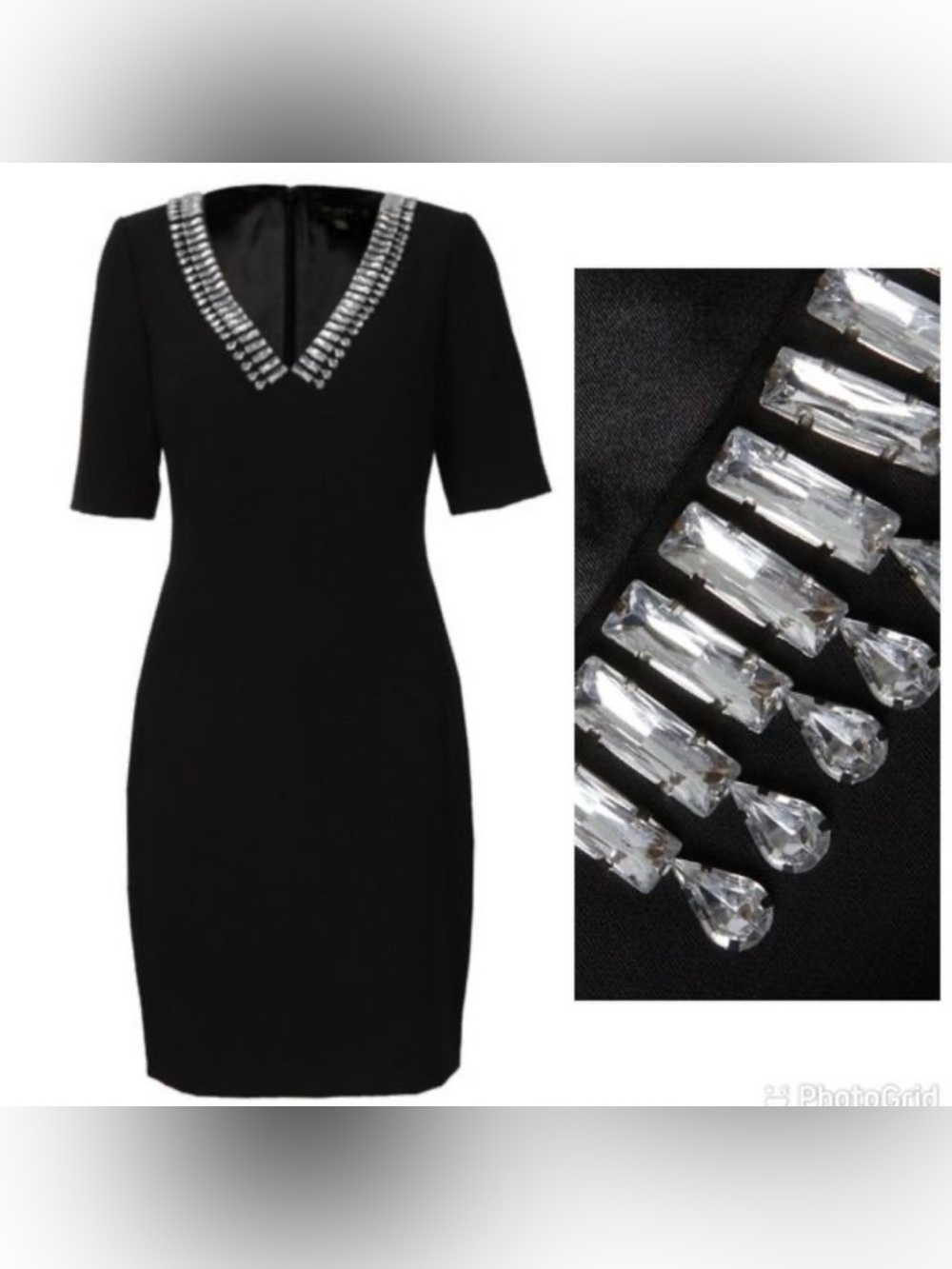 Ted Baker Tasmmin Embellished Neckline Mini Dress Tasmmin Crystal V-Neck